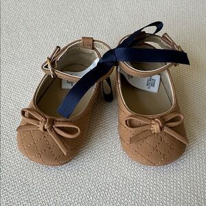 Janie & Jack Brown Quilted Mary Jane Baby Shoes